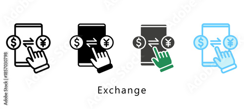 Exchange Multi Style Icon. Mini Illustration Relate To Payment Service. Use For Modern Concept, Ui, Ux Web And App Development.
