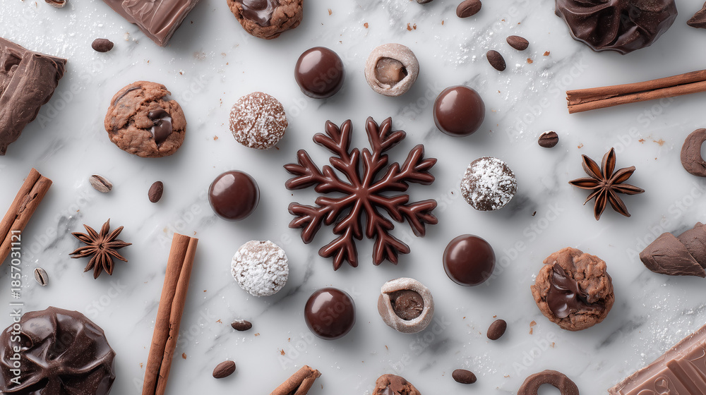 custom made wallpaper toronto digitalChristmas spices flat lay pattern with cinnamon, star anise and nuts