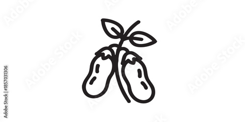 Beans thin line icon, spring season concept. Vector graphics. Grains of bean plant, vegetable sign on white background, style icon mobile or web design