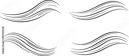 Abstract flowing curved vector lines collection for modern graphic design projects and decorative elements