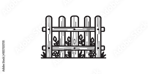 Wooden fence thin line icon, spring season concept. Vector graphics. Fencing barrier for garden, gardening sign on white background, style icon mobile or web design.