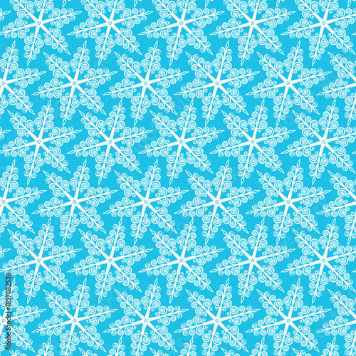 Winter seamless pattern with snowflakes, holiday background. Vector illustration for fabric, textile wallpaper, posters, gift wrapping paper. Christmas vector illustration. Falling snow.