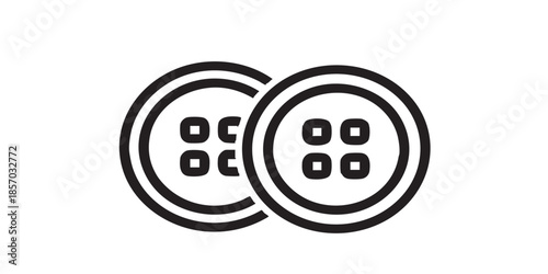 Plastic buttons thin line icon, sewing theme concept. Vector graphics. Buttons pair, handicraft accessory sign on white background, style icon mobile or web design.