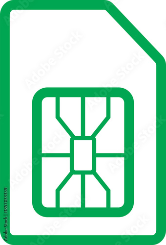 Green SIM card mobile data outline icon vector illustration