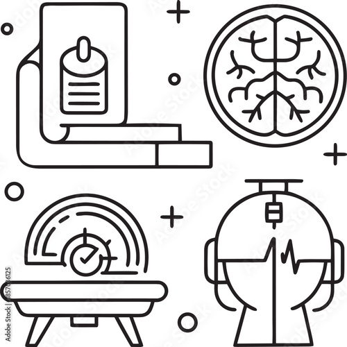 MRI Medical  And Hospital Icons Vector.