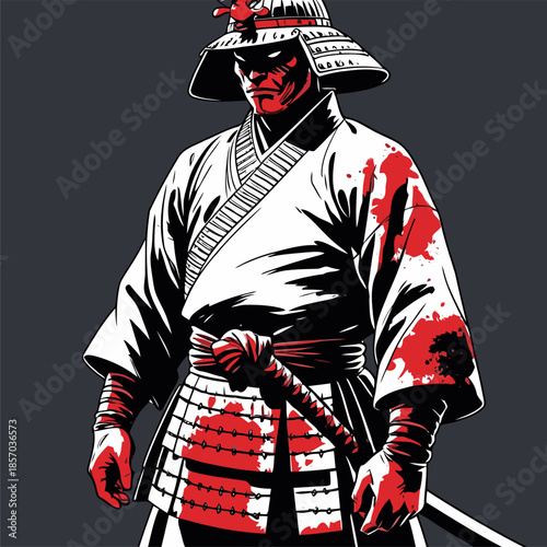 vector image of brave samurai armor