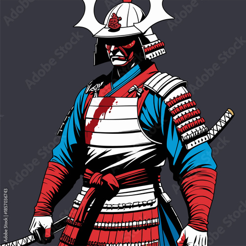 vector image of brave samurai armor