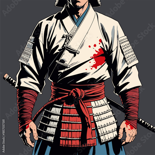 vector image of brave samurai armor