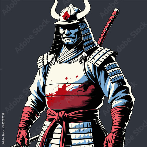 vector image of brave samurai armor