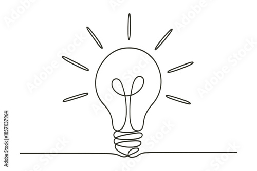 Simple line art of a glowing light bulb symbolizing a bright idea or innovation