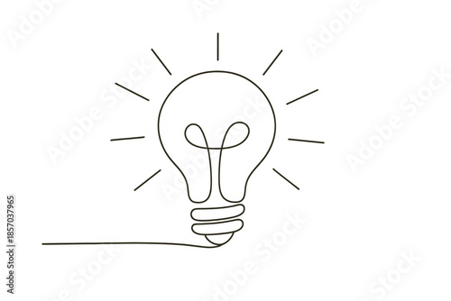 Simple line drawing of a glowing light bulb symbolizing a bright idea