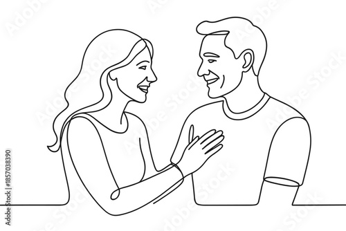 Couple in a loving embrace, sharing a tender moment with smiles and connection