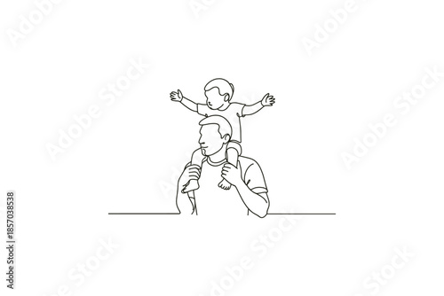 Father carrying his child on his shoulders, a moment of joy and connection