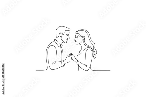 Minimalist line art of a couple holding hands, conveying love and connection