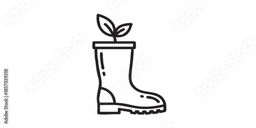 Tarpaulin boot thin line icon, spring season concept. Vector graphics. Rubber boot footwear, gardening sign on white background, style icon mobile or web design.