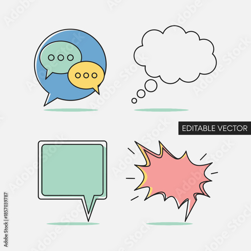 Vector illustration of conversation bubbles and speech elements