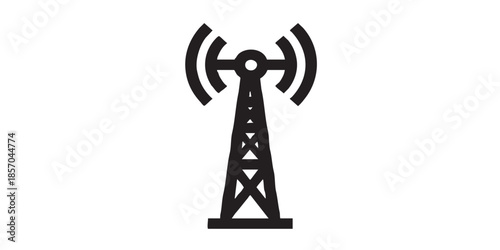 Television antenna solid icon, osint analytics concept. Vector graphics. Radio transmission tower, technology sign on white background, style icon mobile or web design