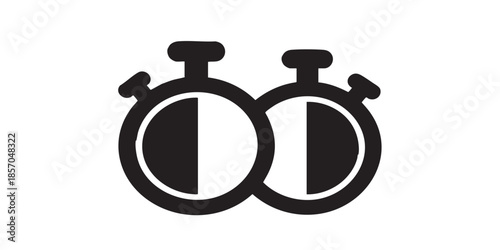 Double stopwatch solid icon, chess game concept. Vector graphics. Clock with buttons for completing move sign on white background, style icon mobile or web design
