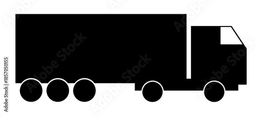 Ilustración de silueta de camión, vehículo de transporte pesado, vectorial con estilo minimalista.