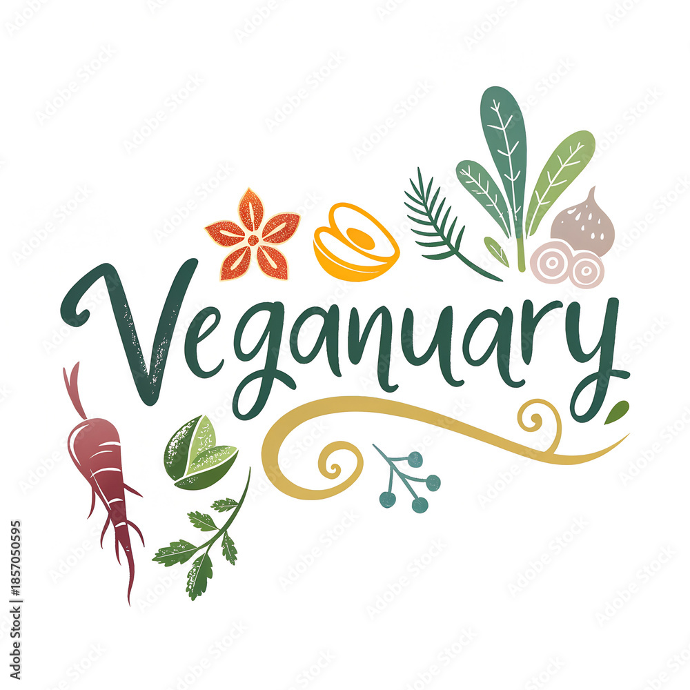 Obraz premium Veganuary Recipes, Veganuary Challenge, Vegan Lifestyle Tips, Plant-Based January, Healthy Vegan Meal Ideas