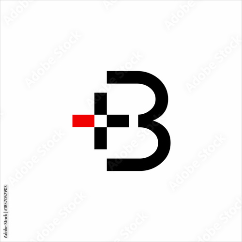 Design a logo of letter B or number 3 with plus and minus signs.