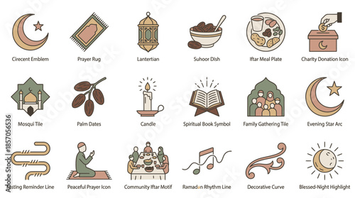Celebrate Ramadan with this culturally rich icon set perfect for designers, marketers, and content creators wanting authentic and vibrant visuals for the holy month