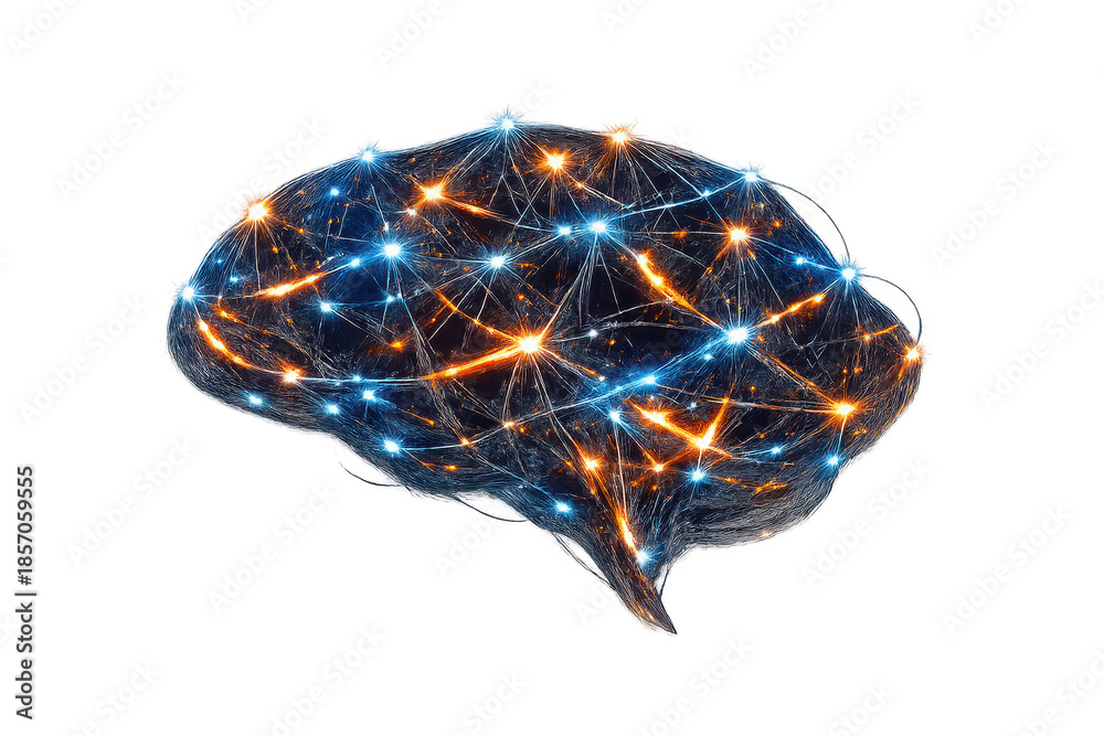 Fototapeta premium Connected Brain Network with Transparent Background Illustration Image