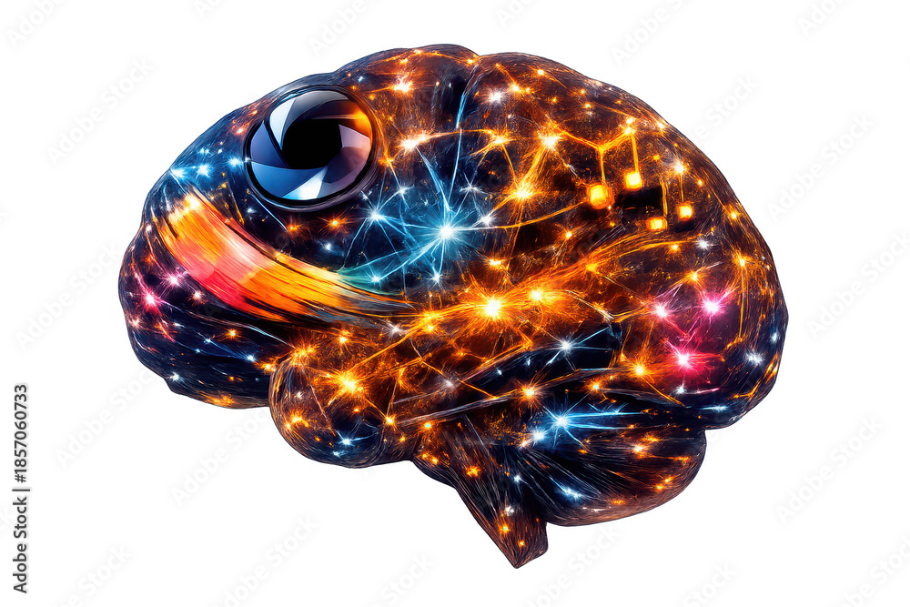 Fototapeta premium Artificial intelligence brain with a transparent background design.