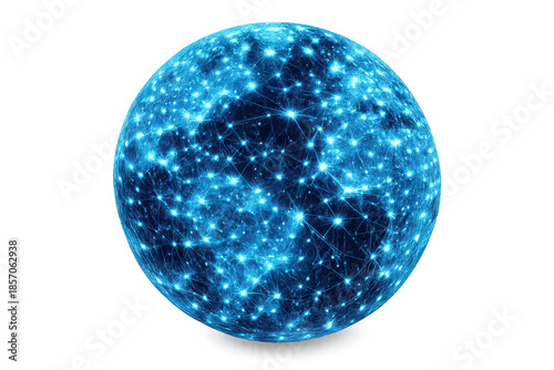 Luminous network globe on transparent background. Cyber technology.