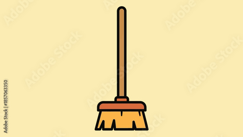Simple illustration of a broom stick for cleaning and household chores