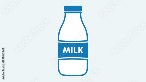 A stylized illustration of a bottle of milk with a label indicating its contents, suitable for various design projects
