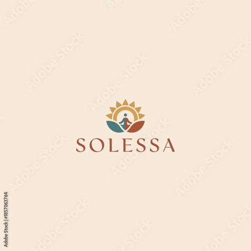 Solessa Meditation Yoga Sun Leaf Human Logo