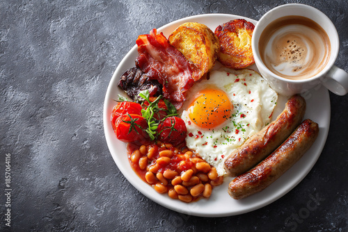 English breakfast with coffee.