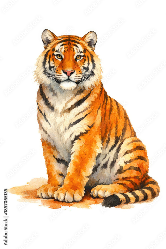 Obraz premium Majestic tiger illustration isolated on white background, wildlife artwork