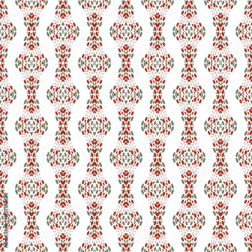 green and red abstract geometric seamless ethnic pattern background, repeatable motif for fabric and wallpaper design illustration