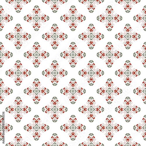 green and red abstract geometric seamless ethnic pattern background, repeatable motif for fabric and wallpaper design illustration