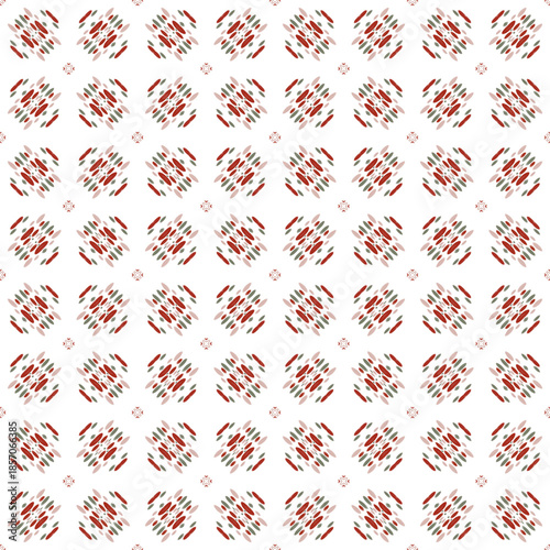 green and red abstract geometric seamless ethnic pattern background, repeatable motif for fabric and wallpaper design illustration