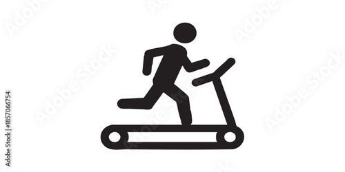  Athlete man on treadmill solid icon, summer sports concept. Vector graphics. Runner, sport sign on white background, style icon mobile or web design. 