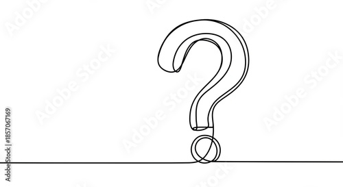 Elegant single line drawing of a question mark symbol punctuation inquiry