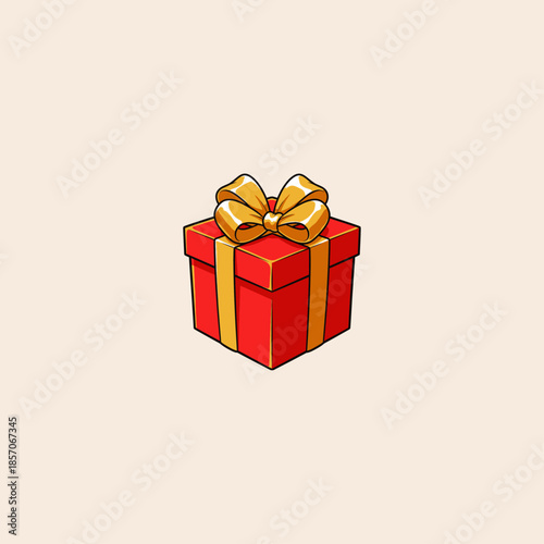 illustration of a gift box with ribbon and bow icon flat vector design.