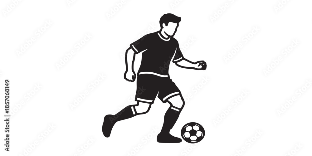 Obraz premium Sportsman with ball solid icon, football sport concept. Vector graphics. Football player, soccer sign on white background, style icon mobile or web design