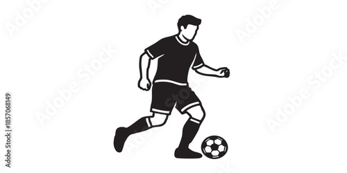 Sportsman with ball solid icon, football sport concept. Vector graphics. Football player, soccer sign on white background, style icon mobile or web design