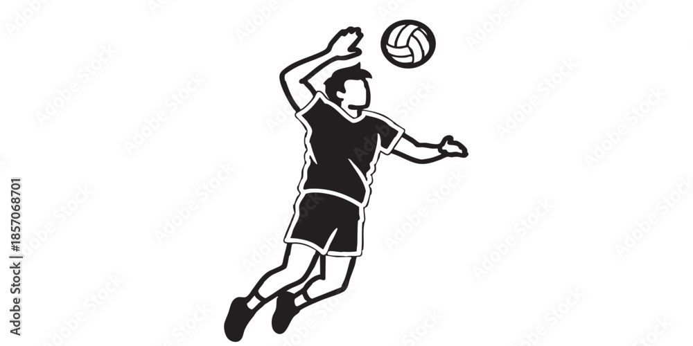 Fototapeta premium Man with ball solid icon, volleyball sport concept. Vector graphics. Volleyball player, sportsman sign on white background, style icon mobile or web design