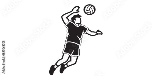 Man with ball solid icon, volleyball sport concept. Vector graphics. Volleyball player, sportsman sign on white background, style icon mobile or web design