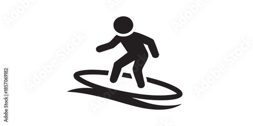 Man on surfboard solid icon, summer sports concept. Vector graphics. Surfer on board, sportsman sign on white background, style icon mobile or web design