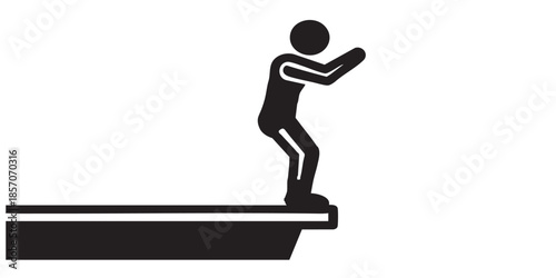Athlete man on the pier solid icon, summer sports concept. Vector graphics. Diver prepare to jump, diving sign on white background, style icon mobile or web desig