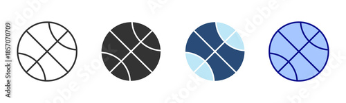 Basketball Icon Set. Designed In Multi Style