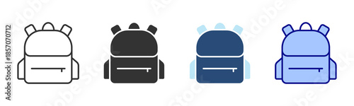 Backpack Icon Set. Designed In Multi Style
