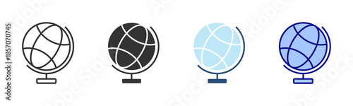 Globe Icon Set. Designed In Multi Style