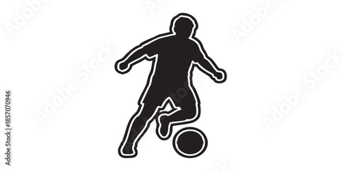 Sportsman with ball solid icon, football sport concept. Vector graphics. Football player, soccer sign on white background, style icon mobile or web design